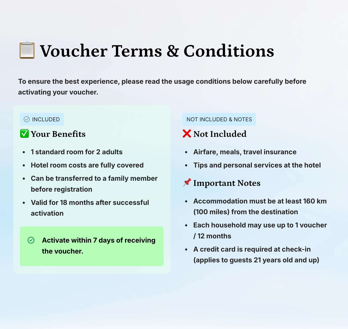 Hotel Voucher - US Destination